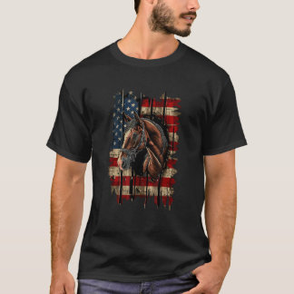 Horse Patriotic Equestrian 4:e juli Förenta stater T Shirt