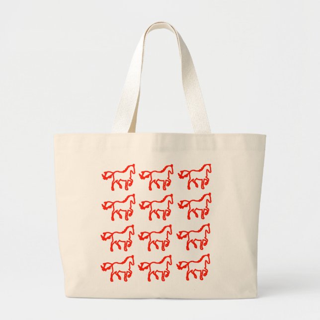 Horse Pattern Personality Bag Jumbo Tygkasse (Framsidan)