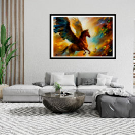 Horse Pegasus som flyger på BeSnygg Färg Poster