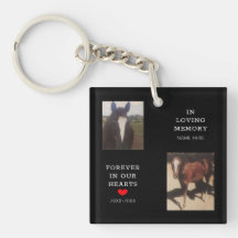 Horse Pet Memorial Red Heart Two Photo Customized