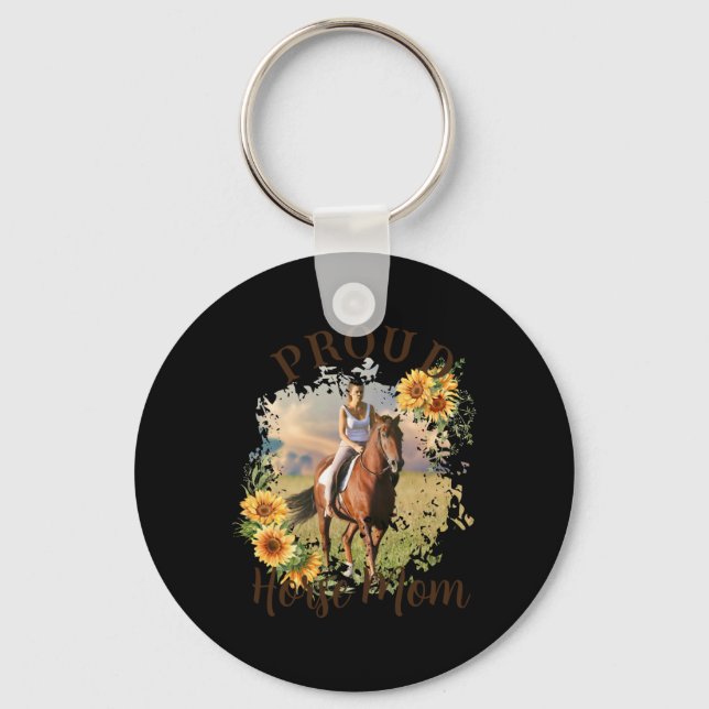 Horse Pet Photo Text Sunflower Accent T Shirt  Nyckelring (Framsida)