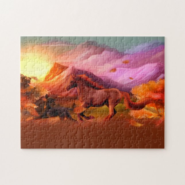Horse Phenomena Fall Puzzle Pussel (Horisontell)