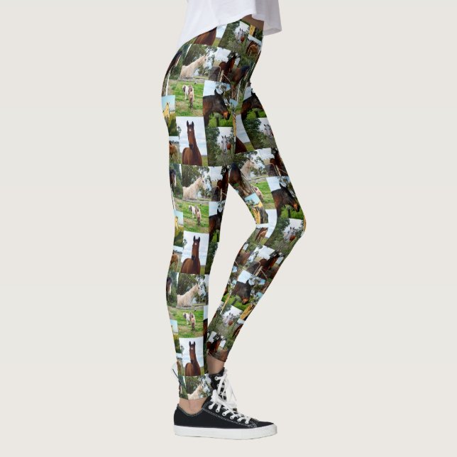 Horse Photo Collage, Dam Fullt Print Leggings. Leggings (Höger)