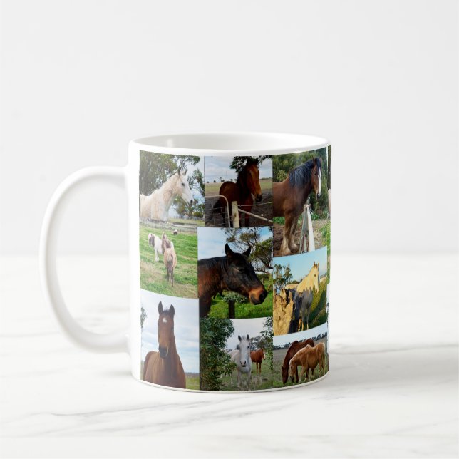 Horse Photo Collage Kaffemugg (Vänster)