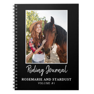 Horse Photo Riding Journal Personlig Black Anteckningsbok