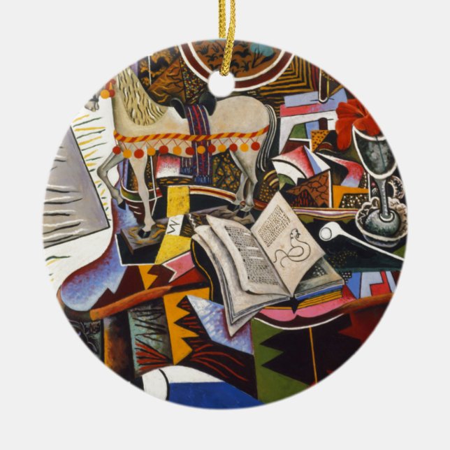 Horse Pipe Red Flower av Joan Miro Julgransprydnad Keramik (Framsidan)