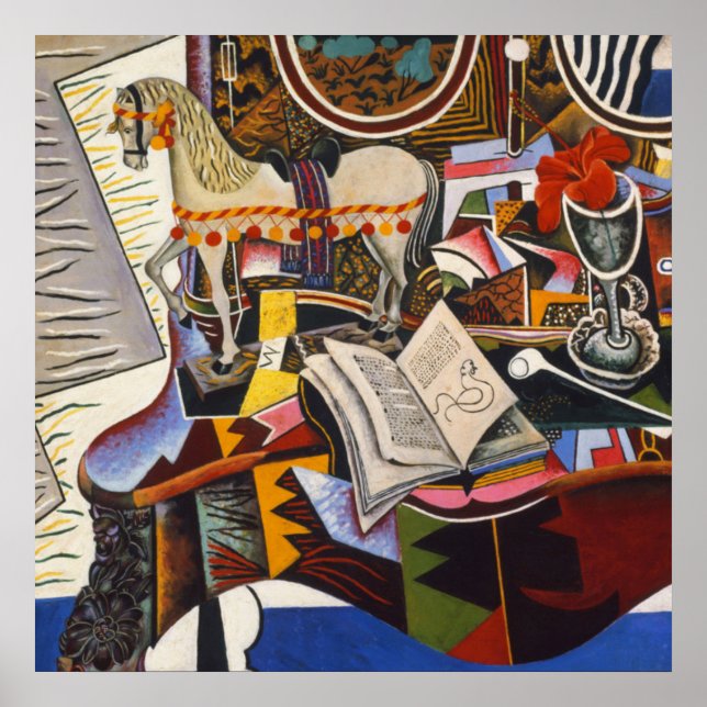 Horse Pipe Red Flower av Joan Miro Poster (Framsidan)