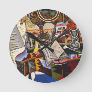 Horse Pipe Red Flower av Joan Miro Rund Klocka