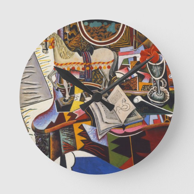 Horse Pipe Red Flower av Joan Miro Rund Klocka (Framsida)