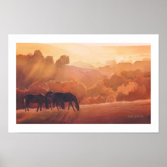 "Horse Point" Hjädra liggande vattenfärg Poster (Framsidan)