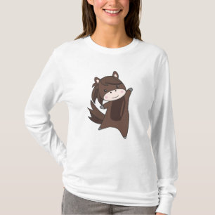 Horse Ponny Rider Cute Animals Brown T Shirt