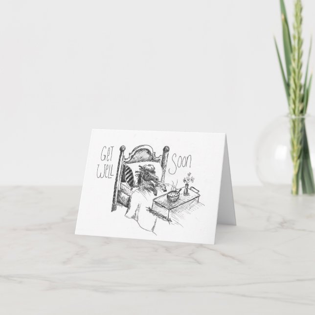 Horse Pony Get well Soon Card Tack Kort (Framsida)