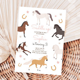 Horse Pony Saddle Up Cowgirl Girl Birthday Inbjudningar