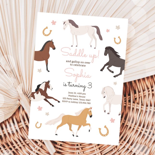 Horse Pony Saddle Up Cowgirl Girl Birthday Inbjudningar (Skapare uppladdad)