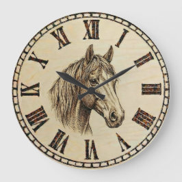 Horse Portrait Wall Clock - Rustic Elegance Stor Klocka