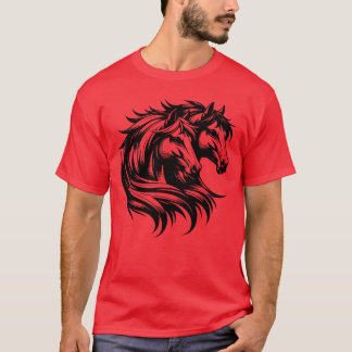 Horse Portraitwo Horses Elegant Bevacker Mane fam T Shirt