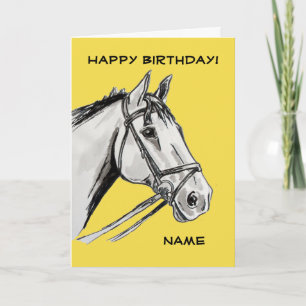 Horse Porträtt Bläck Pen Birthday Kort