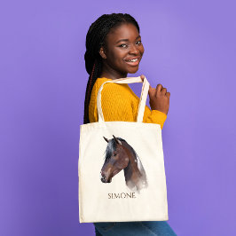 Horse porträtt cowgirl equestrian personlig tygkasse