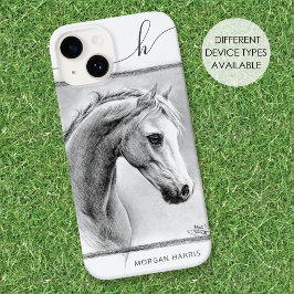 Horse Porträtt Equine Teckning Monogram