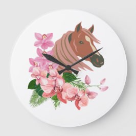 Horse porträtt med orkidblomning stor klocka