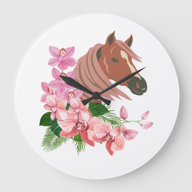 Horse porträtt med orkidblomning stor klocka (Framsida)