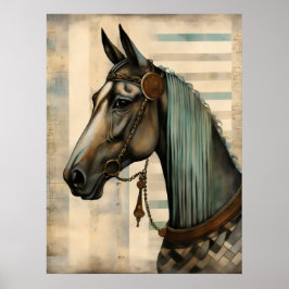 Horse Porträtt med Ornate Bridle Poster