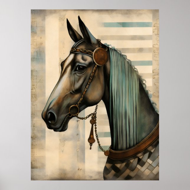 Horse Porträtt med Ornate Bridle Poster (Framsidan)