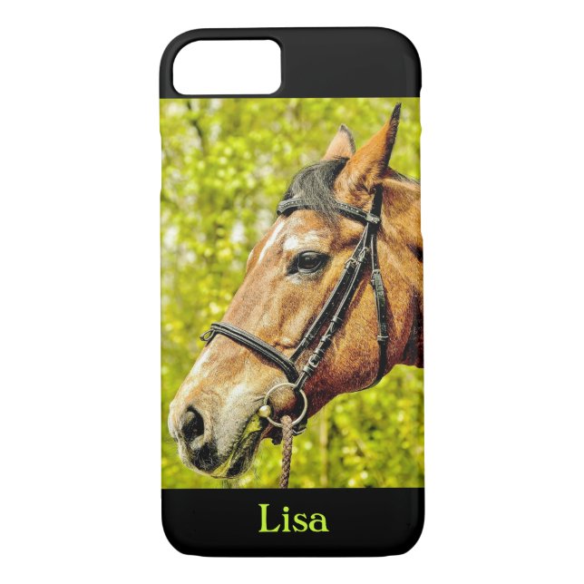 Horse Porträtt Personlig Namn Case-Mate iPhone Skal (Baksida)