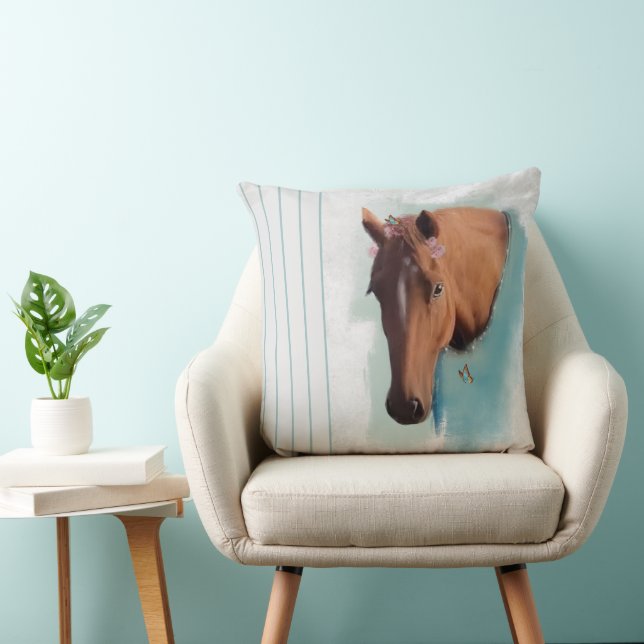 Horse Porträtt - Pillow Kudde (Stol)