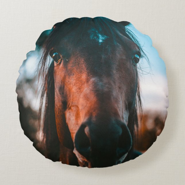 HORSE PORTRÄTT RUND KUDDE (Framsidan)