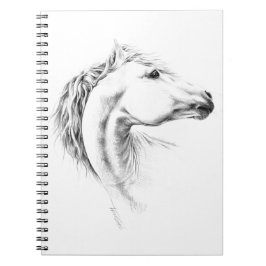 Horse porträtt sketch teckning Equestrian art Anteckningsbok Med Spiral
