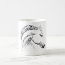 Horse porträtt sketch teckning Equestrian art Kaffemugg
