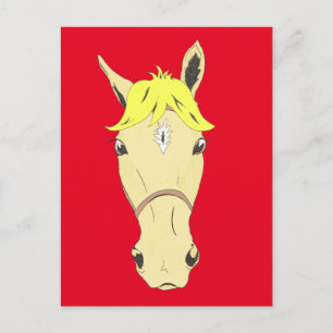 Horse porträtt tecknad vykort