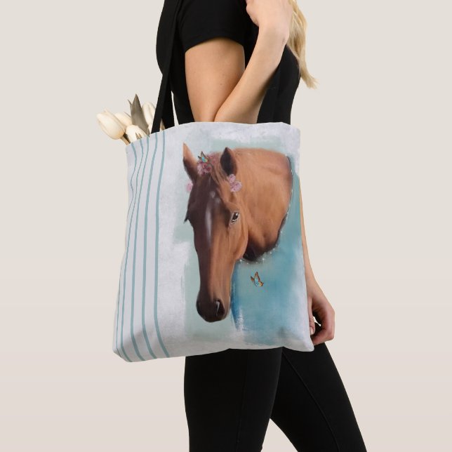 Horse Porträtt - Tote Bag Tygkasse (Närbild)