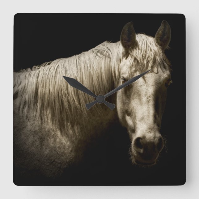Horse Porträtt VI Fyrkantig Klocka (Framsida)