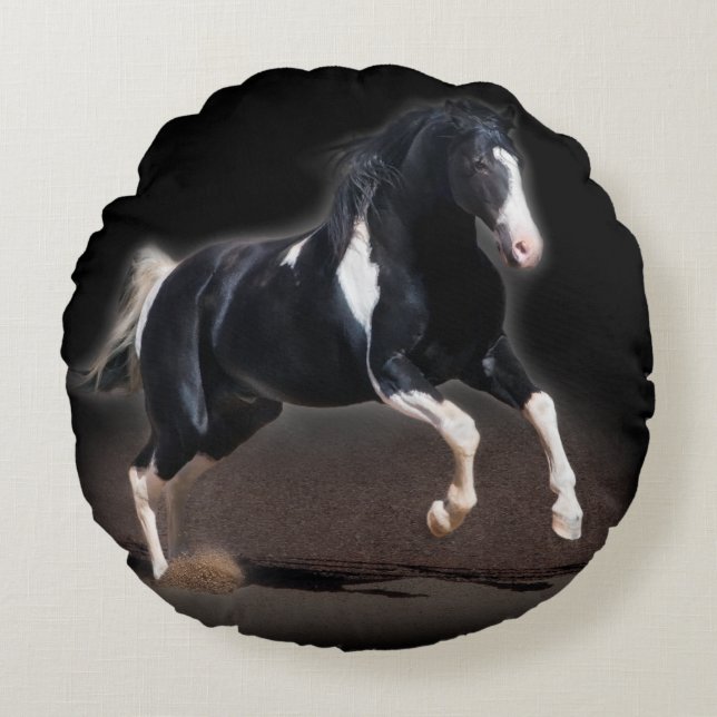 Horse Porträtt VIII Rund Kudde (Framsidan)