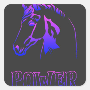 Horse Power Fyrkantigt Klistermärke