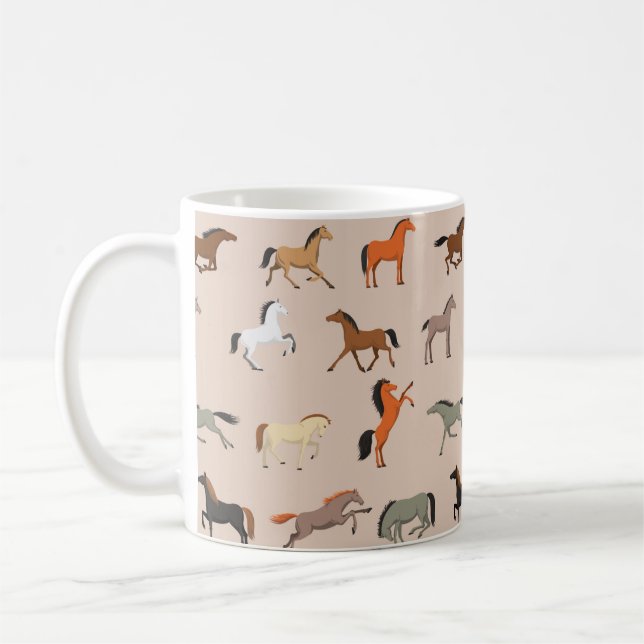 Horse Print Mönster, Boys Girls & Kids, Horse Gift Kaffemugg (Vänster)
