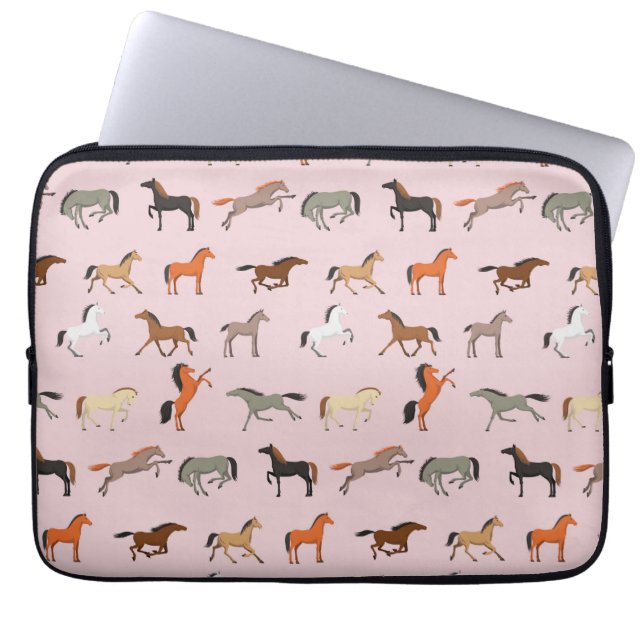 Horse Print Mönster, Women & Girls Kid, Cowgirl Laptop Fodral (Framsidan)
