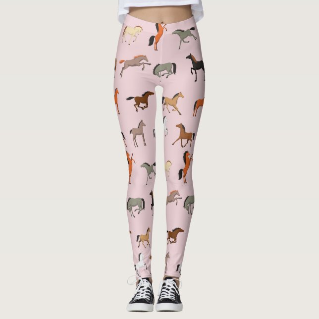 Horse Print Mönster, Women & Girls Kid, Cowgirl Leggings (Framsida)