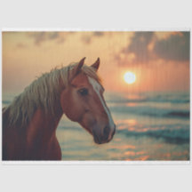 Horse Profile Sunset on Beach Decoupage