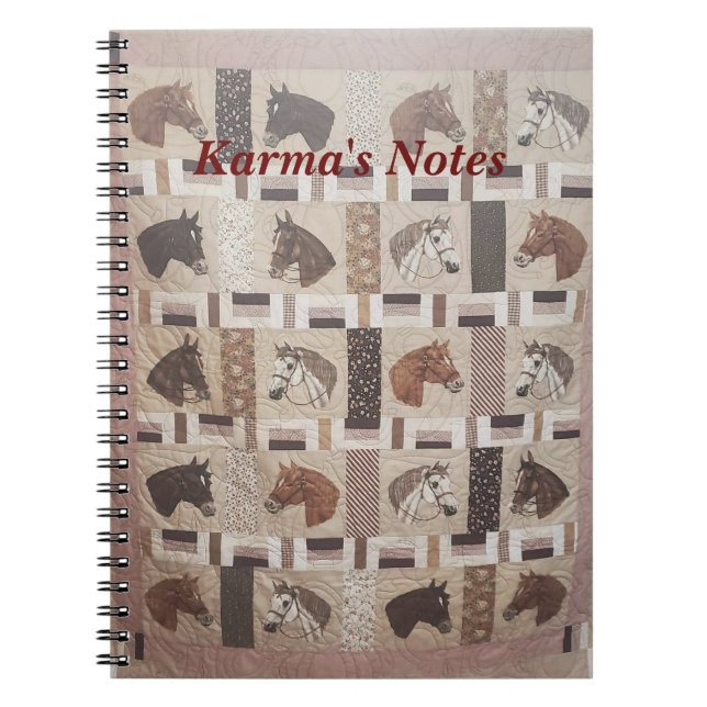 Horse Quilt med text Anteckningsbok (Framsidan)