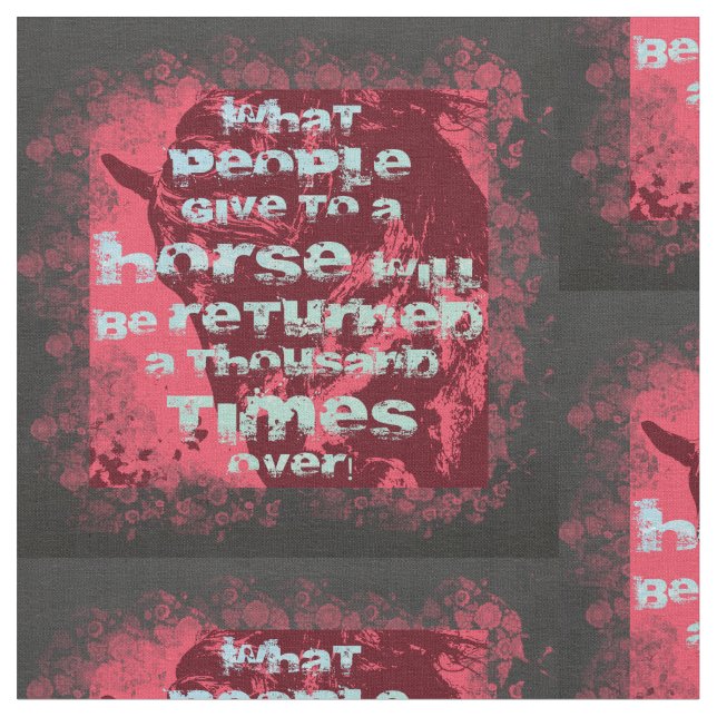 Horse Quote II - Bomull Fabric Tyg (Närbild)