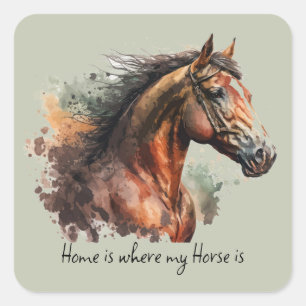 Horse Quote Watercolor Anpassningsbar Photo Riding Fyrkantigt Klistermärke