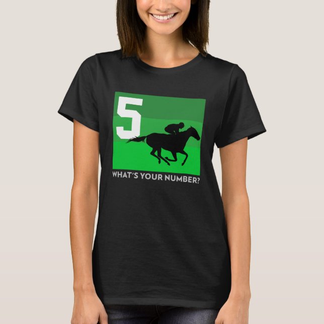 Horse Racing  5 Saddle Cloth Number Five Green Sad T Shirt (Framsida)