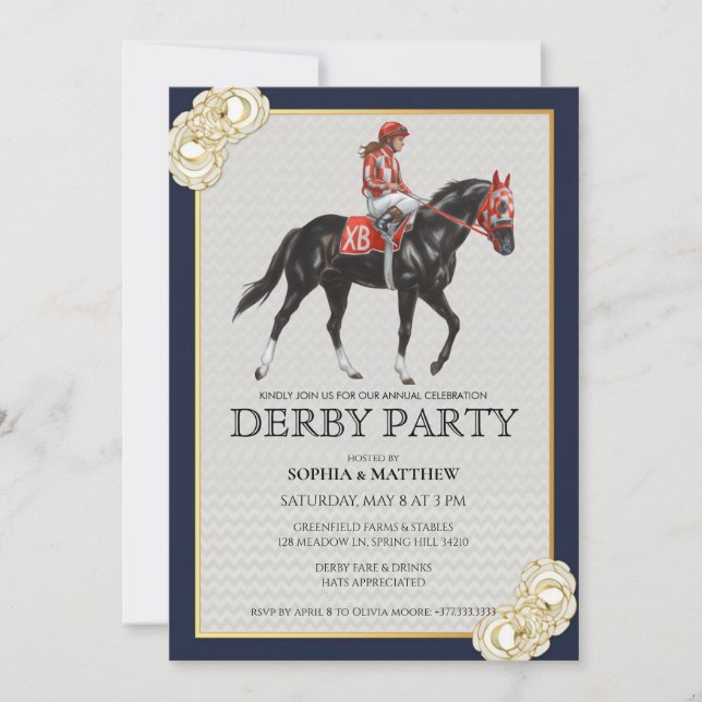 Horse Racing Derby Party Invitation Art 2026 Inbjudningar (Framsida)