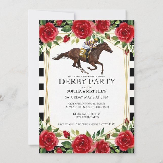 Horse Racing Derby Party Invitation Art Inbjudningar (Framsida)