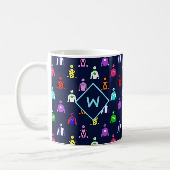 Horse Racking Jockey Silke Monogram Kaffemugg (Vänster)