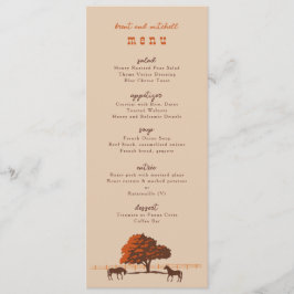 Horse Rail Fence Oak Horses Bröllop Dinner Menu Meny