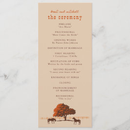 Horse Rail Fence Oak Horses Bröllop Program